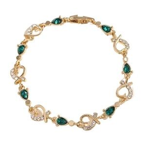 Green Rhinestone Heart Decor Bracelet